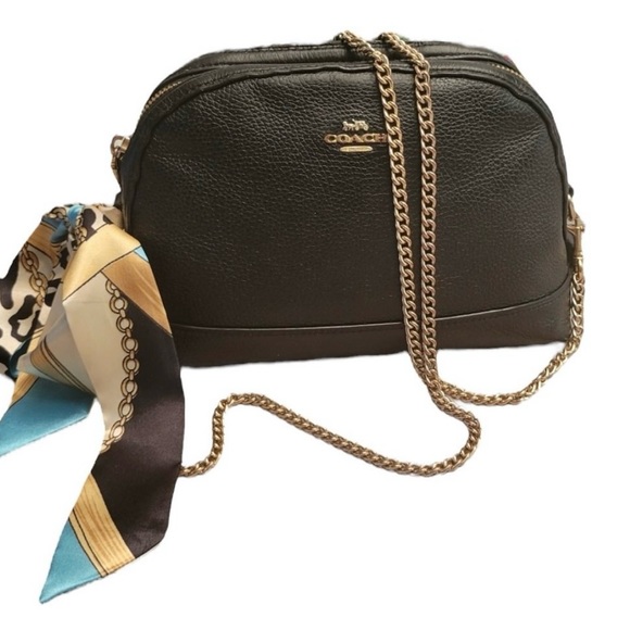 Coach Handbags - COACH dome bag in black with chain and twilly